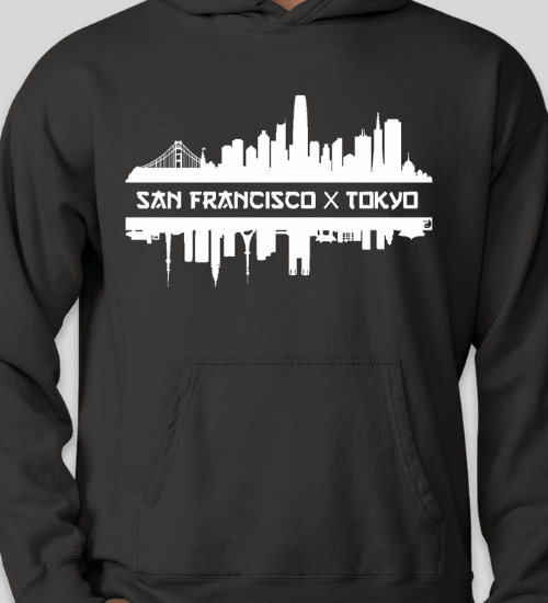 San Francisco x Tokyo Skyline Black Hoodie